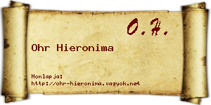 Ohr Hieronima névjegykártya